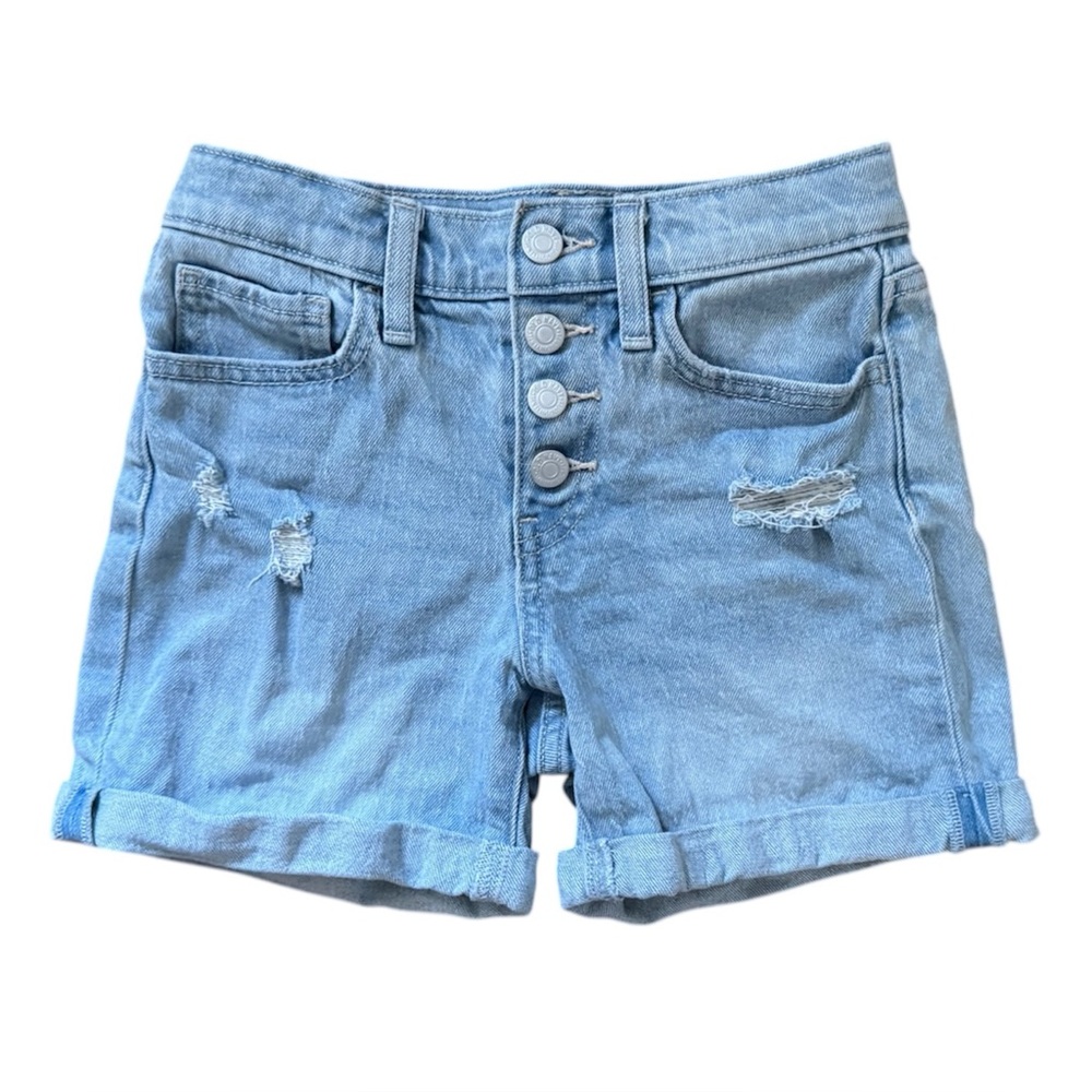 Old Navy | Button Front High Rise Cuffed Denim Blue Shorts, Girls Size 10